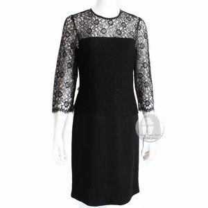 St John Cocktail Dress Black Lace and Knit Little Black Dress Party Dress Sz 6